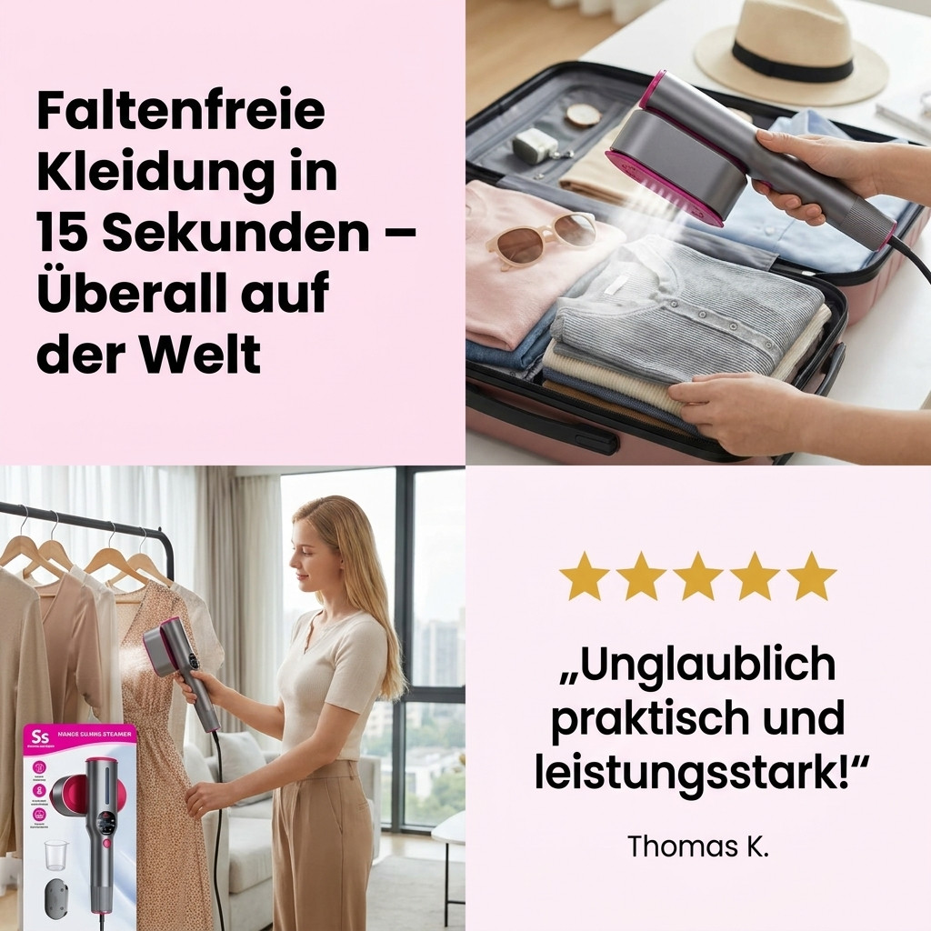Kompakter Reisedampfglätter