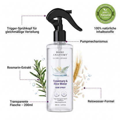 Bare Anatomy Haarspray mit Rosmarin & Reiswasser-Formel, 200 ml
