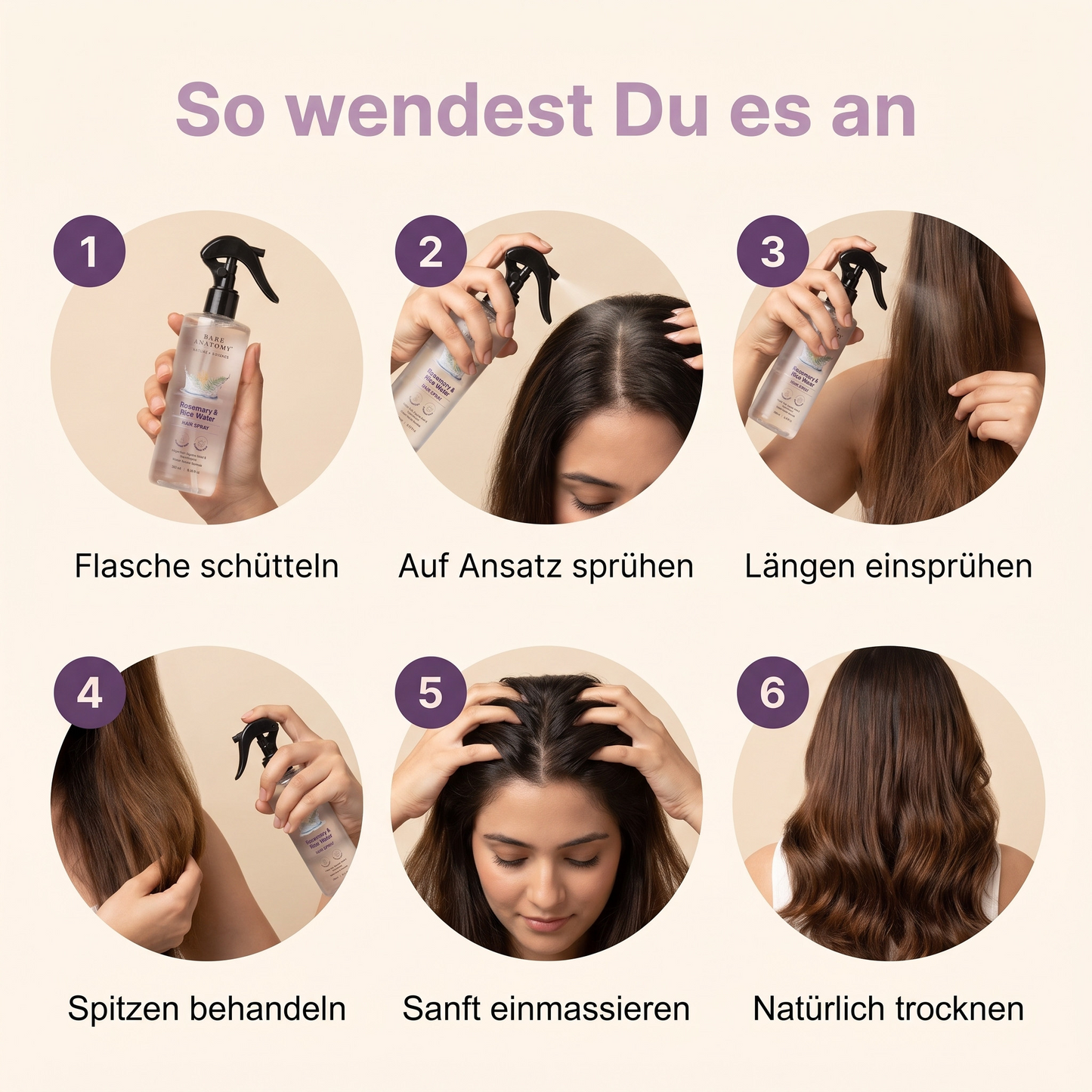 Bare Anatomy Haarspray mit Rosmarin & Reiswasser-Formel, 200 ml